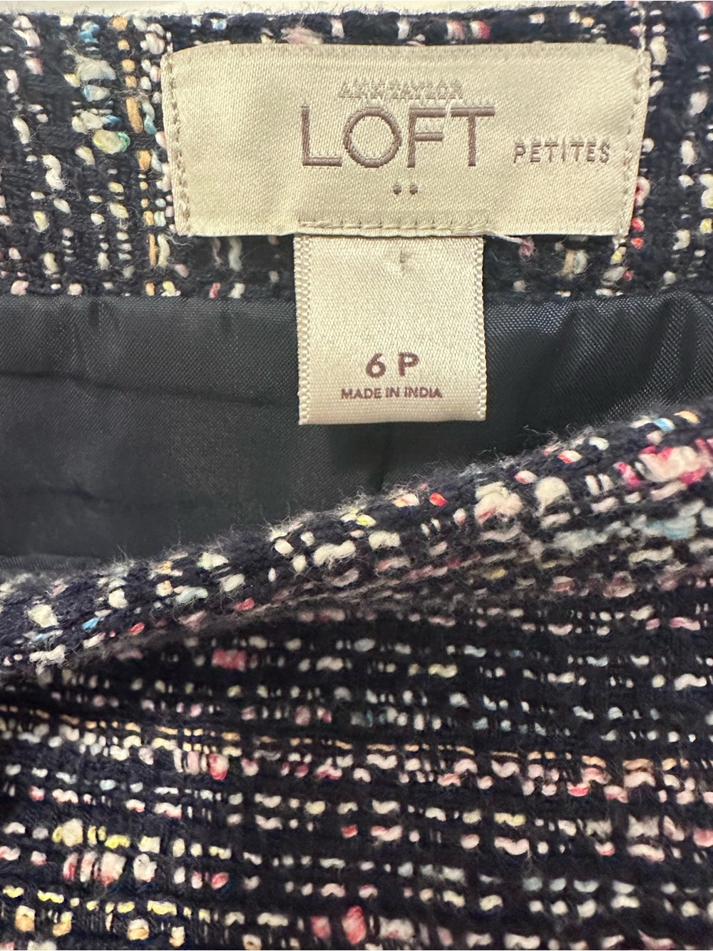 LOFT Black Tweed Skirt with Multicolor Flecks